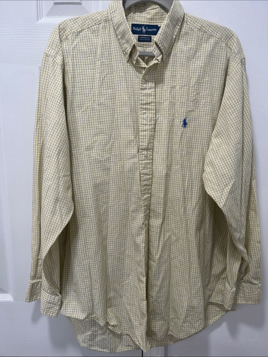 Ralph Lauren Other - Ralph Lauren Men's Pale Yellow and Blue Check Button-Down Shirt
